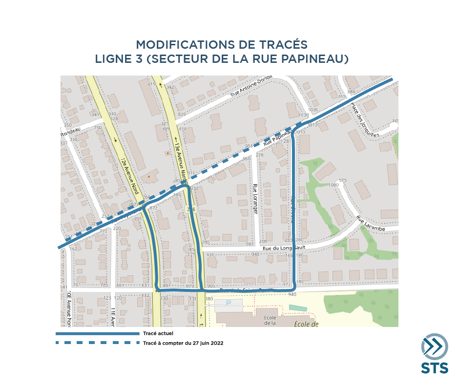Modifications de tracés - Ligne 3 (secteur de la rue Papineau) - Plan