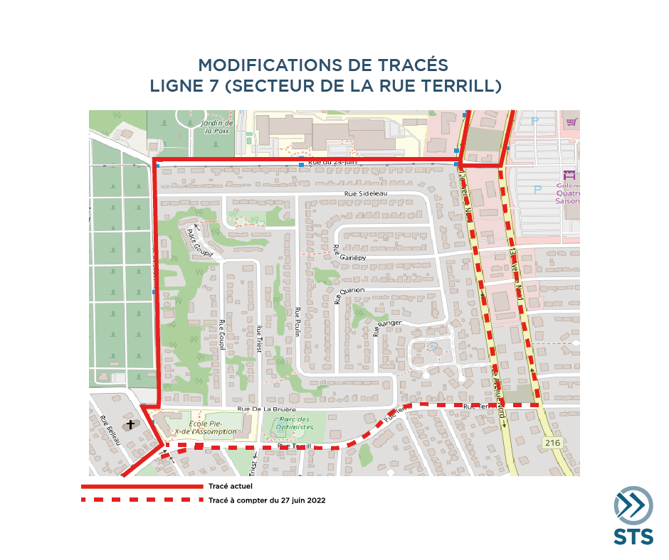 Modifications de tracés - Ligne 7 (secteur de la rue Terrill) - Plan