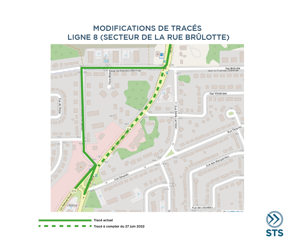 Modifications de tracés - Ligne 8 (secteur de la rue Brûlotte) - Plan